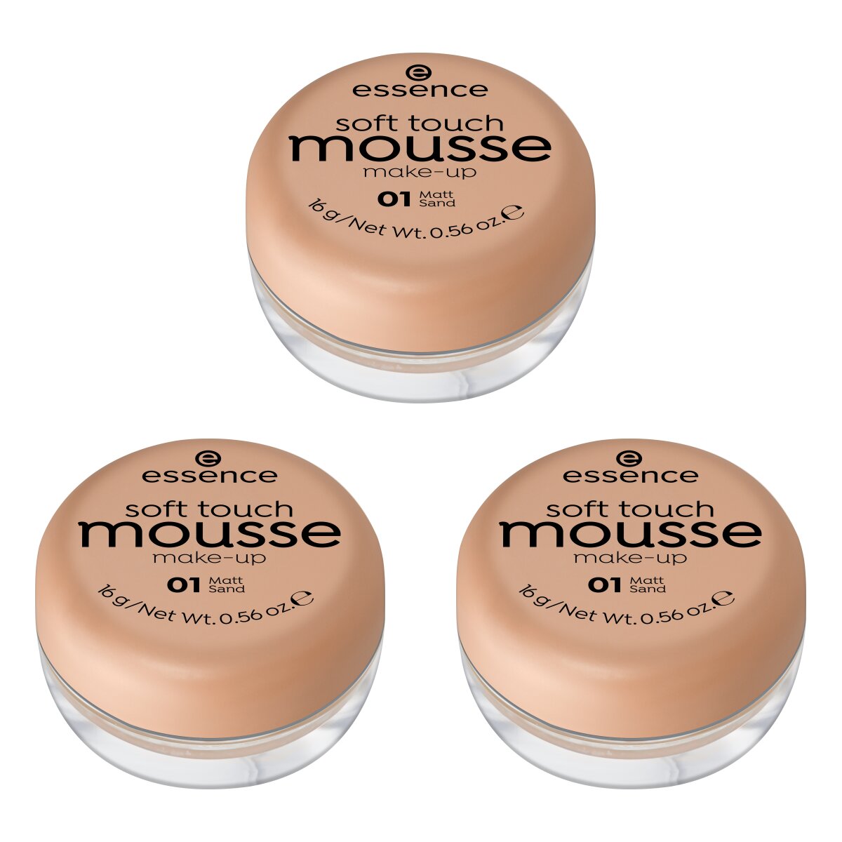 essence soft touch mousse make-up - Pack of 3 essence Cosmetics 01 Matt Sand