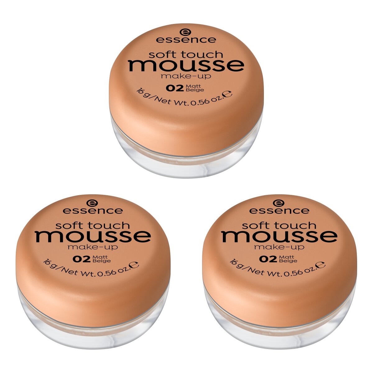essence soft touch mousse make-up - Pack of 3 essence Cosmetics 02 Matt Beige