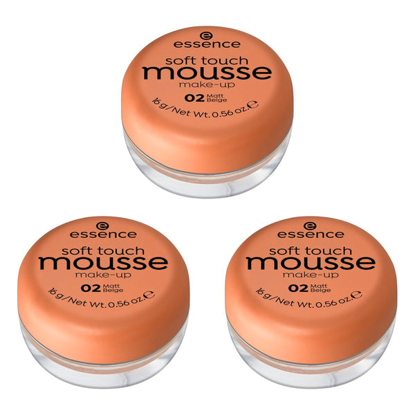 essence soft touch mousse make-up - Pack of 3 essence Cosmetics 02 Matt Beige