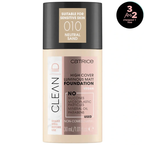 Catrice Clean ID High Cover Luminous Matt Foundation | 3 Shades CATRICE Cosmetics 010 Neutral Sand  