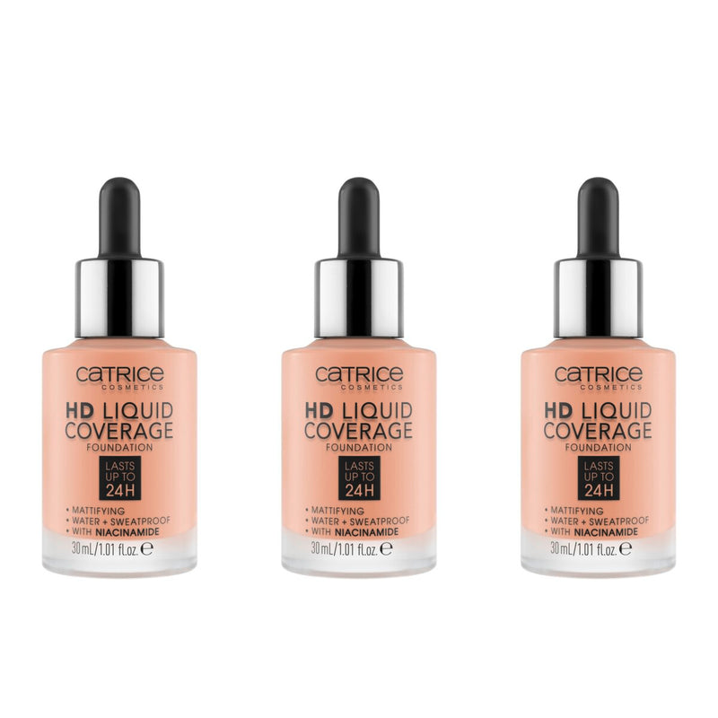 Catrice HD Liquid Coverage Foundation | 3 Pack CATRICE Cosmetics Rose Beige 020  