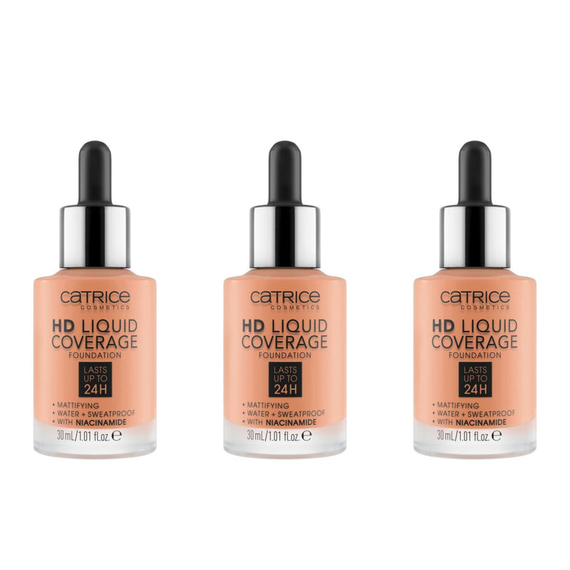 Catrice HD Liquid Coverage Foundation | 3 Pack CATRICE Cosmetics Warm Beige 040  